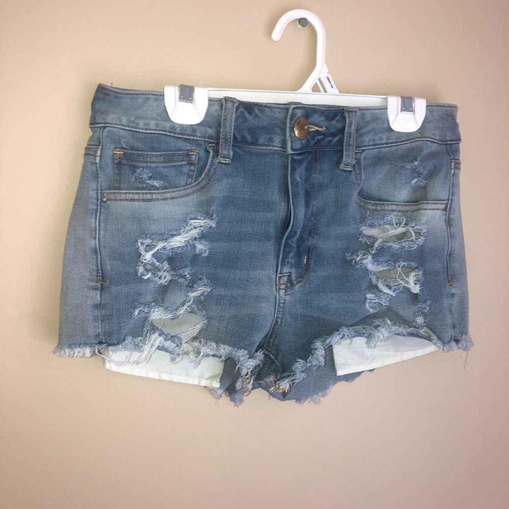 American Eagle Distressed Hi Rise Shortie Shorts